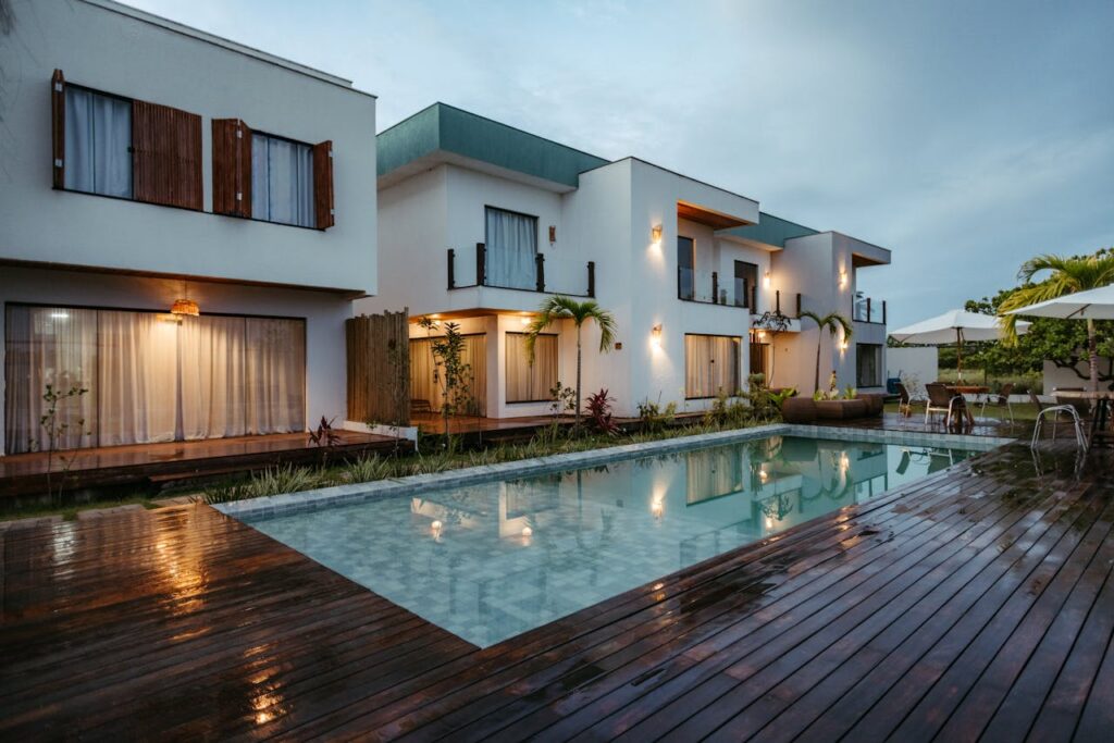 pexels photo 36394726 Luxurious modern villa in Bahia, Brazil with a serene poolside view during twilight.